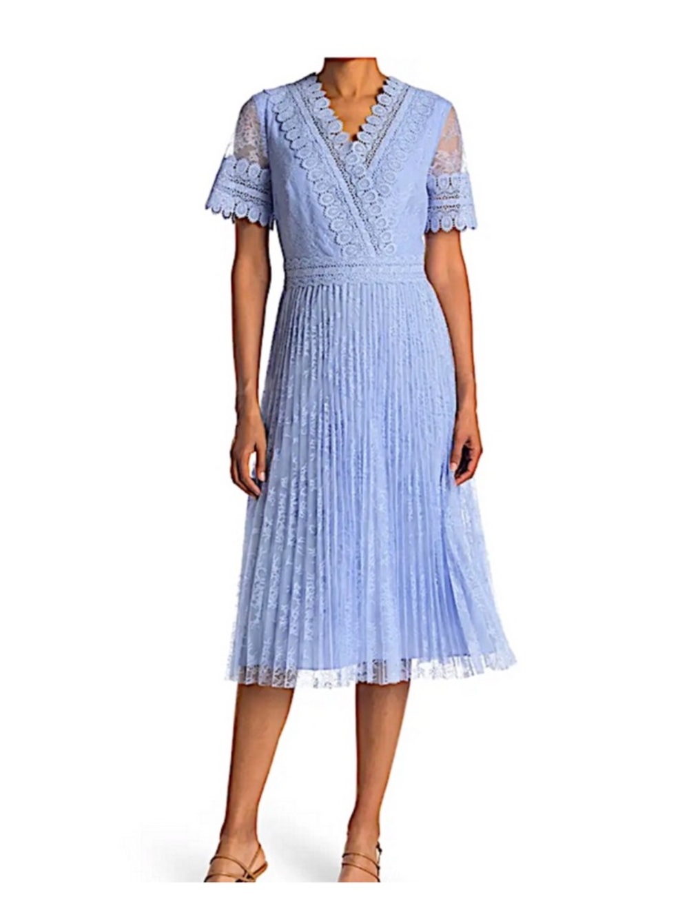 Ted Baker Light Blue Lace Pleated Midi Dress